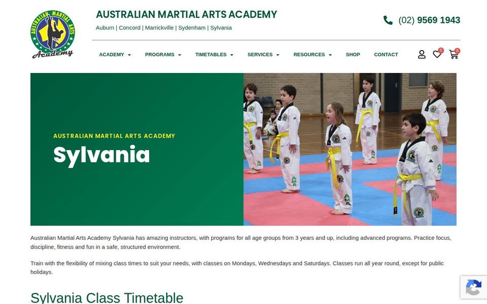 Australian Martial Arts Academy Sylvania website