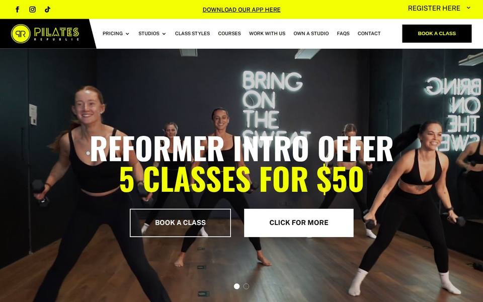 Pilates Republic Brunswick website