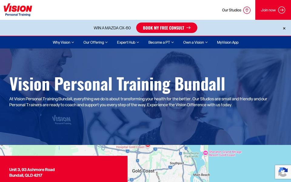Vision Personal Training Bundall website