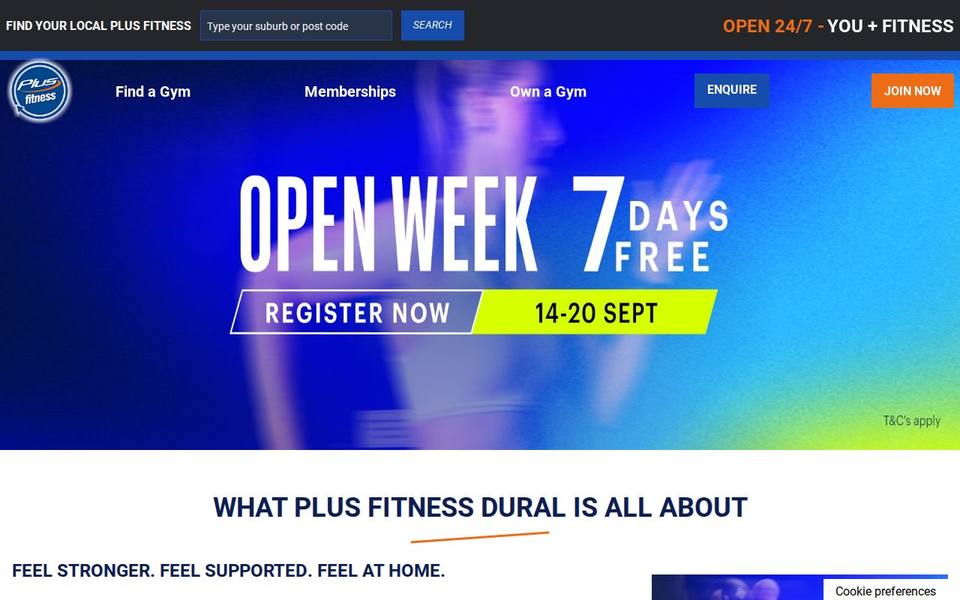 Plus Fitness Dural website