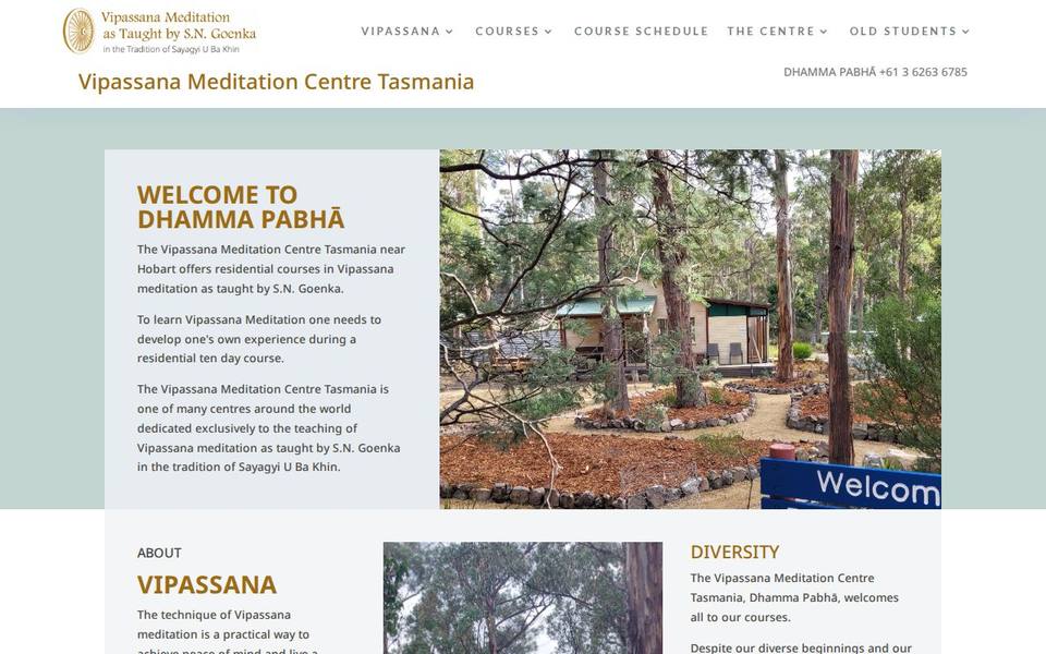 Vipassana Meditation Centre Tasmania website
