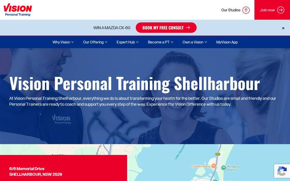Vision Personal Training Shellharbour website