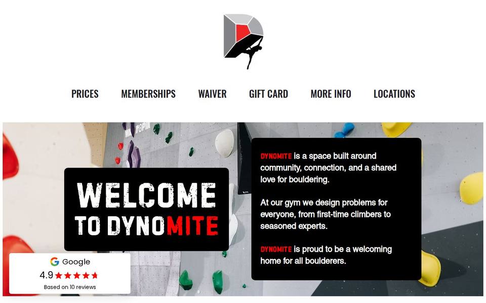 Dynomite Indoor Bouldering Gym website