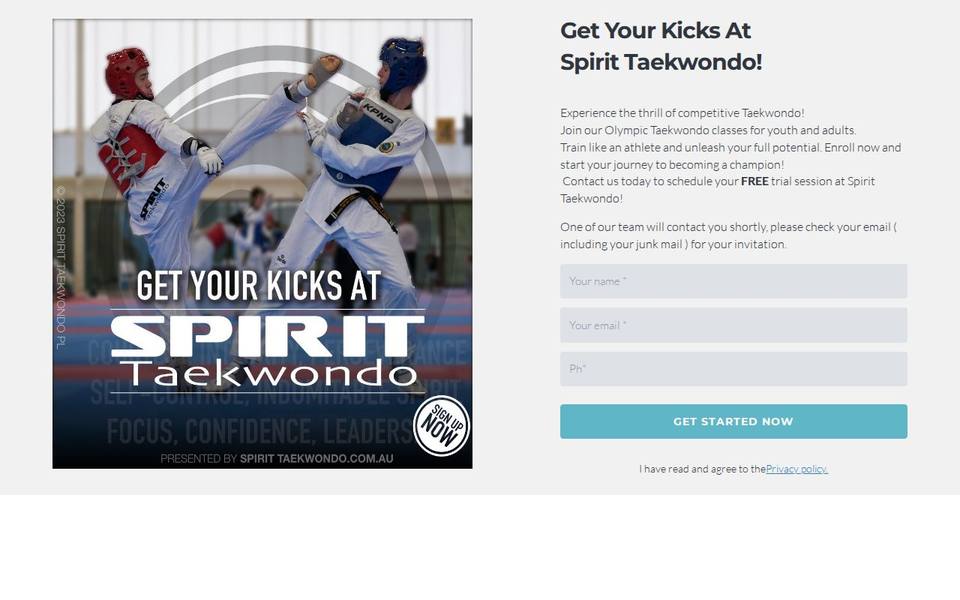 Spirit Taekwondo website