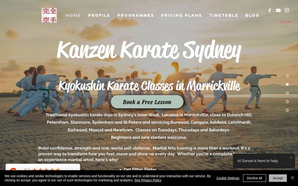 Kanzen Karate Sydney website
