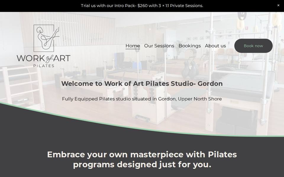 Work of Art Pilates website