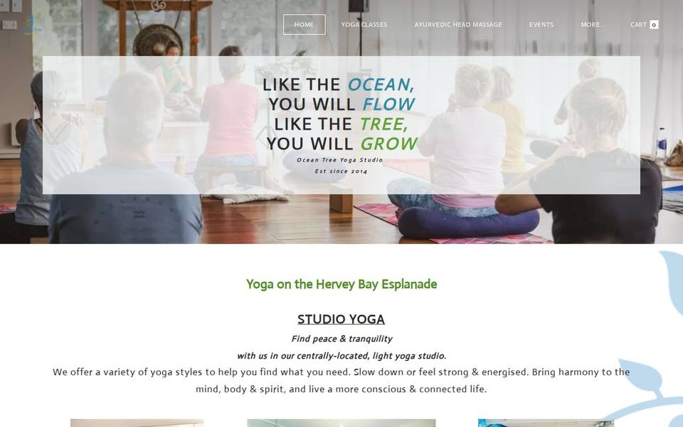 Ocean Tree Yoga Studio website