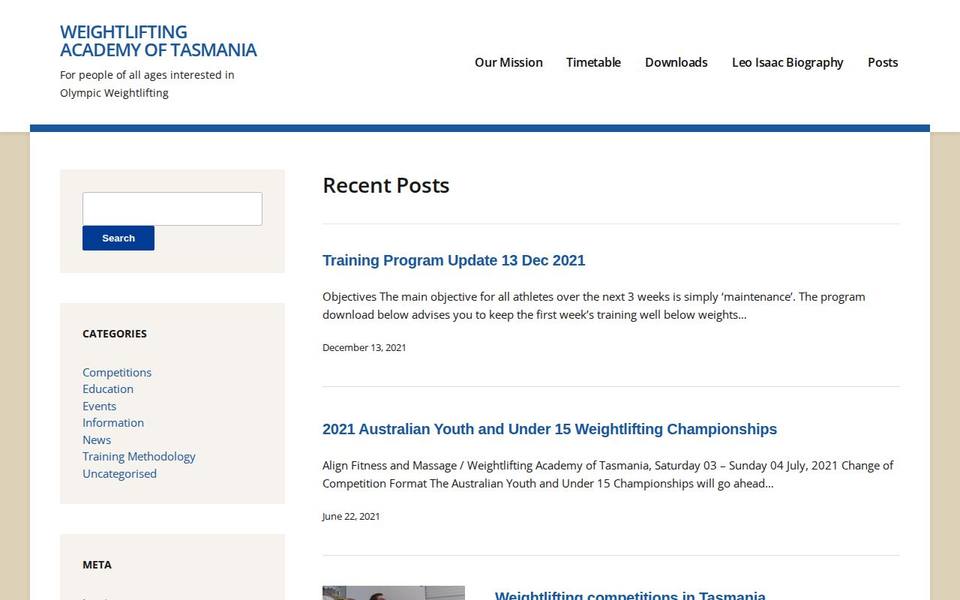 Weightlifting Academy of Tasmania website
