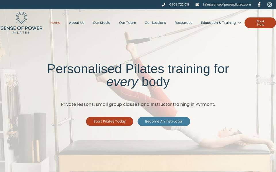 Sense of Power Pilates website