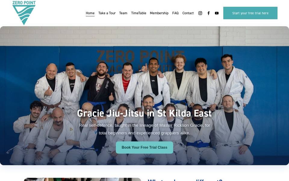 Zero Point Gracie Jiu Jitsu website