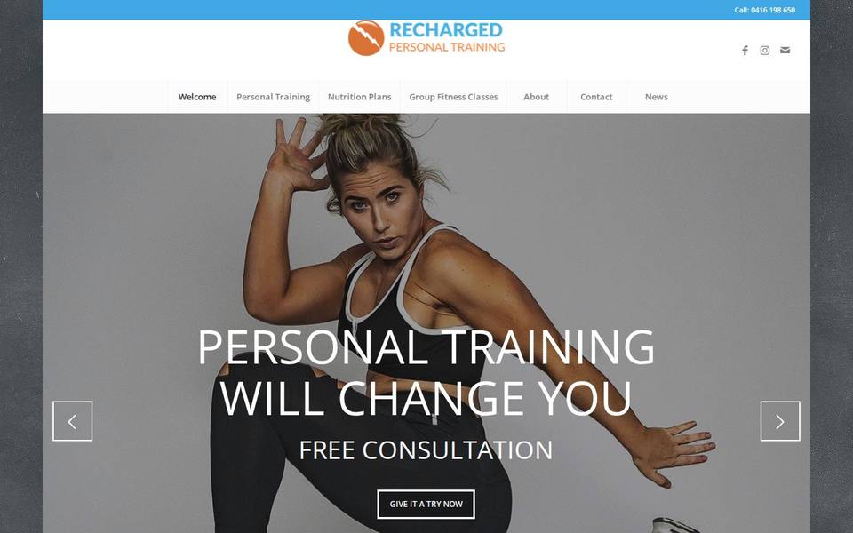 Recharged Personal Training website