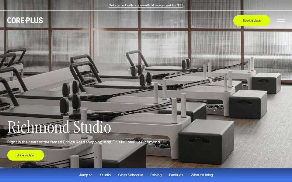 CorePlus Richmond - Mat Pilates Studio website