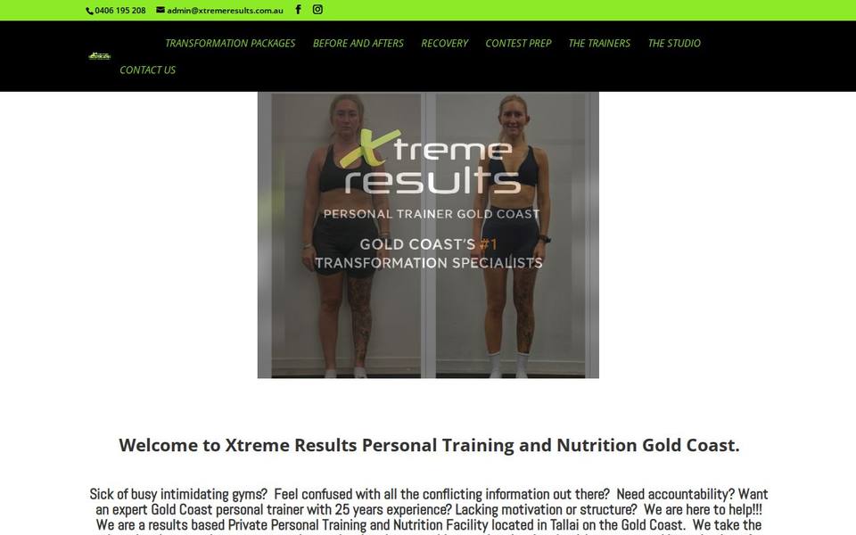 Xtreme Results Personal Training website