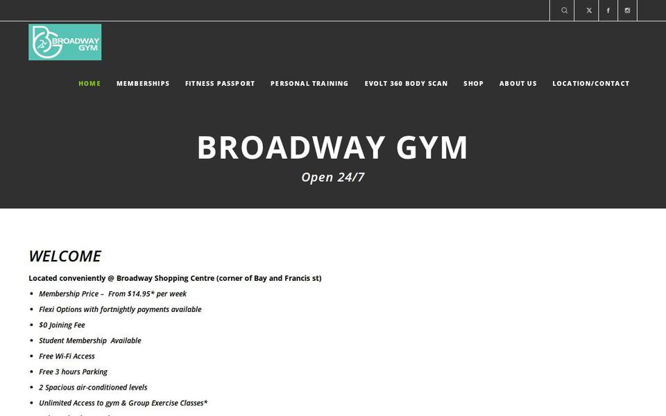 Broadway Gym website