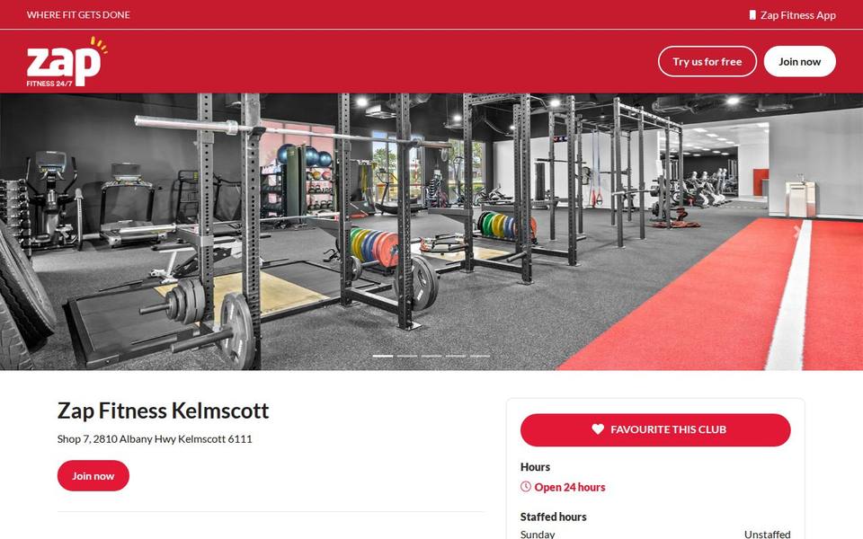 Zap Fitness Kelmscott website