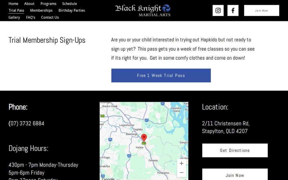 Black Knight Martial Arts website