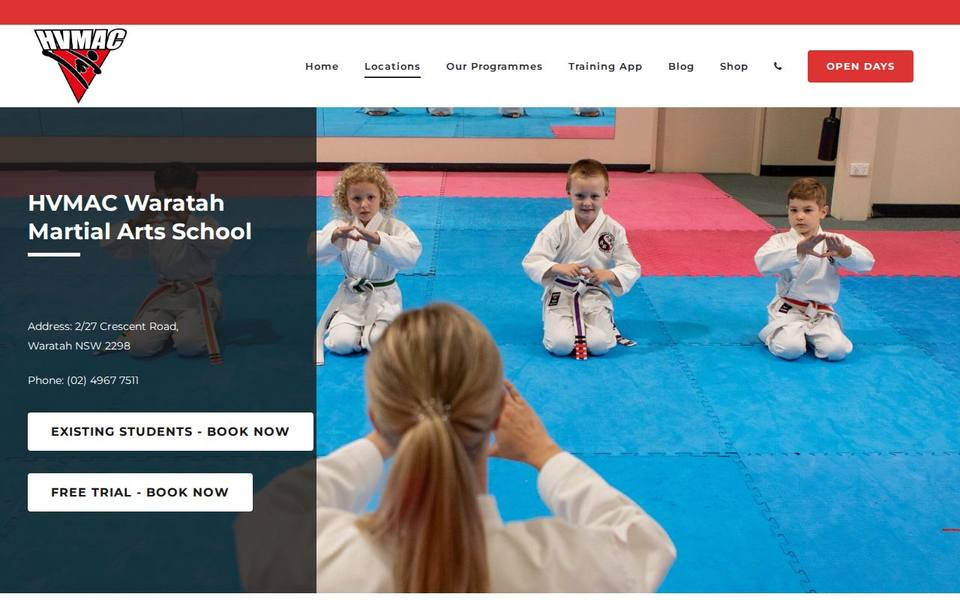 Hunter Valley Martial Arts Centre Waratah website