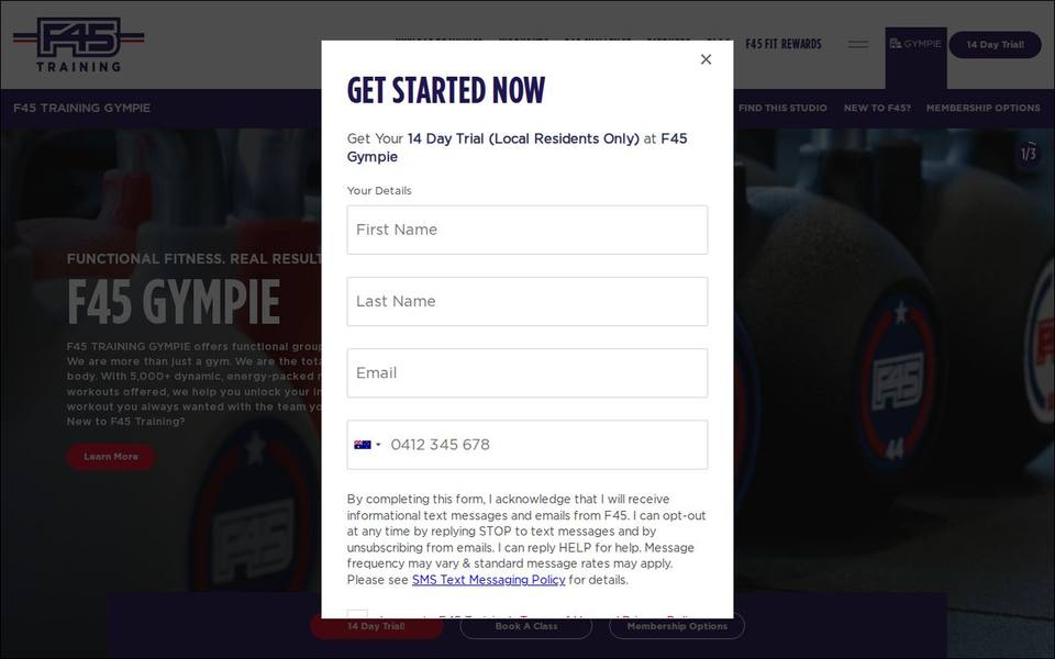 F45 Gympie website