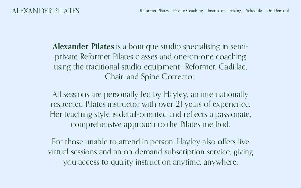 Alexander Pilates website