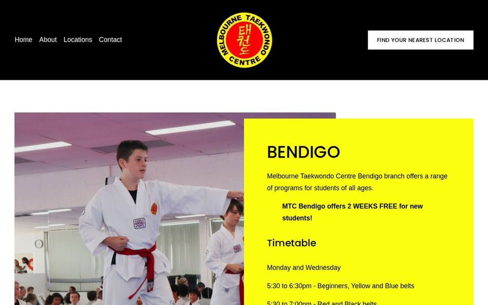 Bendigo Taekwondo website