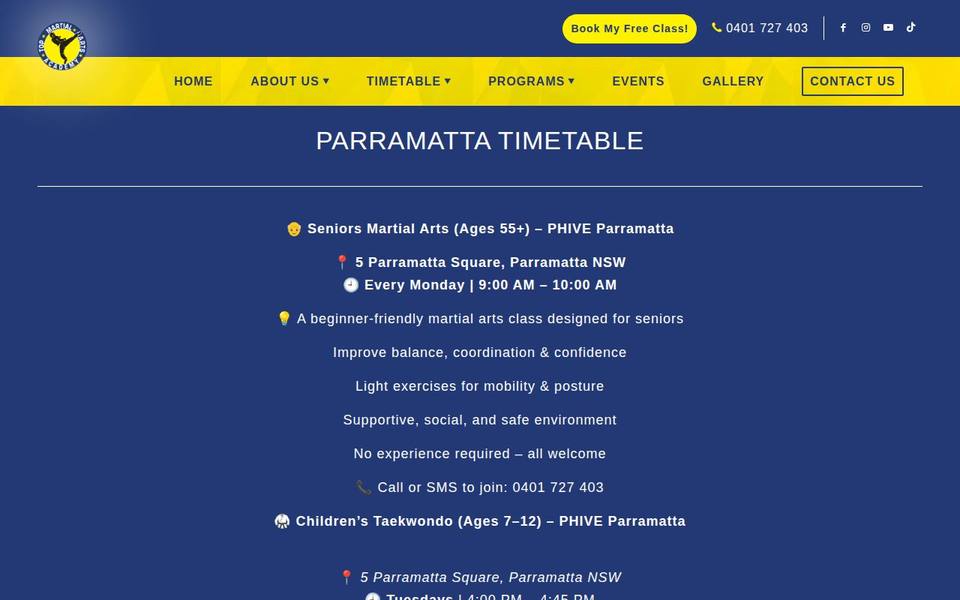 Top Martial Arts Academy Parramatta website