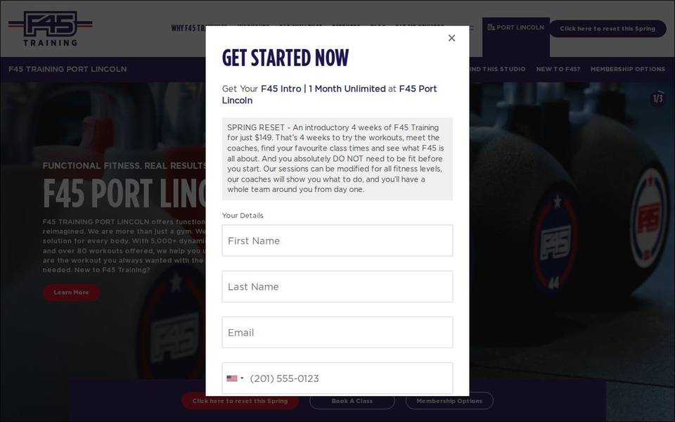 F45 Port Lincoln website