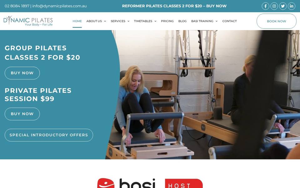 Dynamic Pilates website