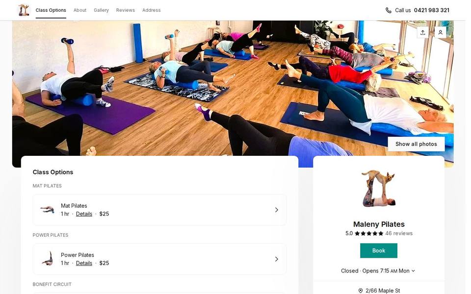 Maleny Pilates website