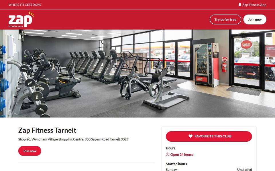 Zap Fitness Tarneit website