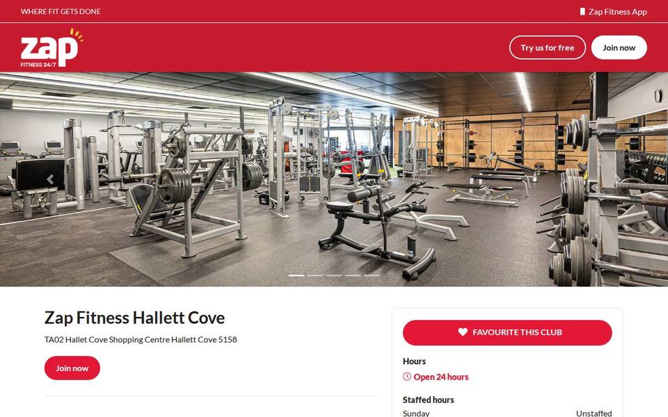 Zap Fitness Hallett Cove website