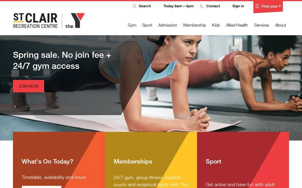 The Y St Clair Recreation Centre website