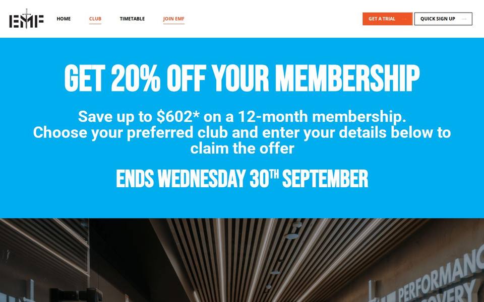 EMF Performance and Recovery Centre Brisbane website