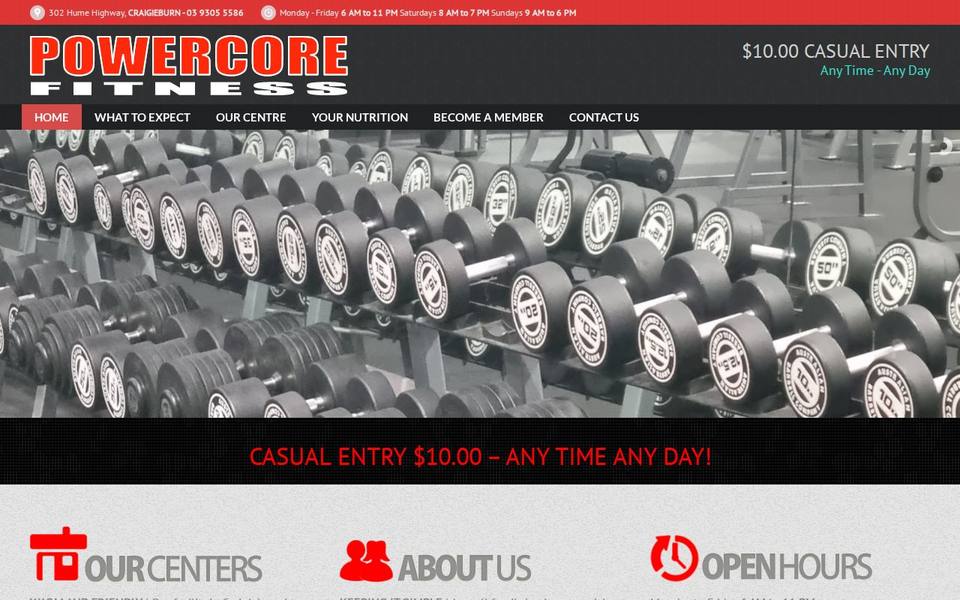 Powercore Fitness website