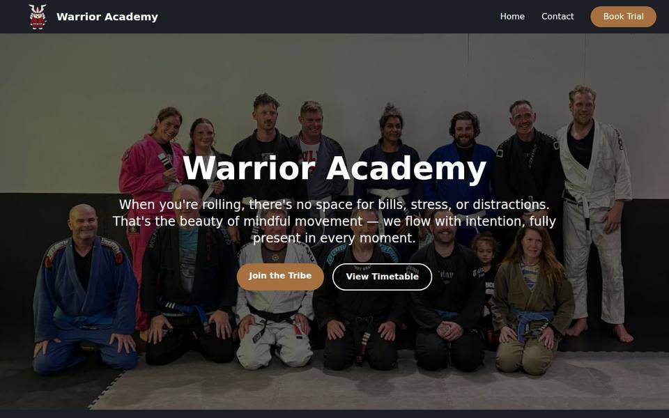 Warrior Academy website
