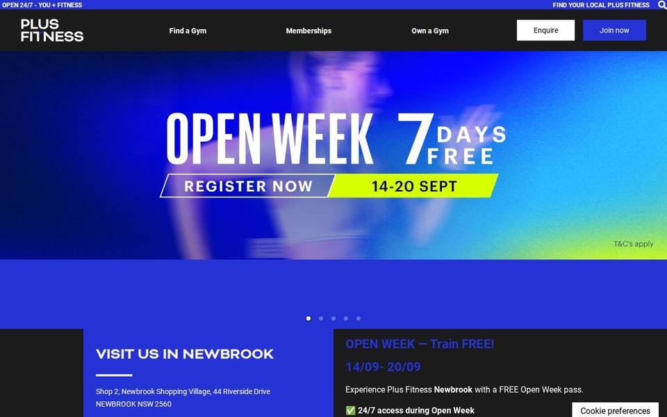 Plus Fitness Newbrook website