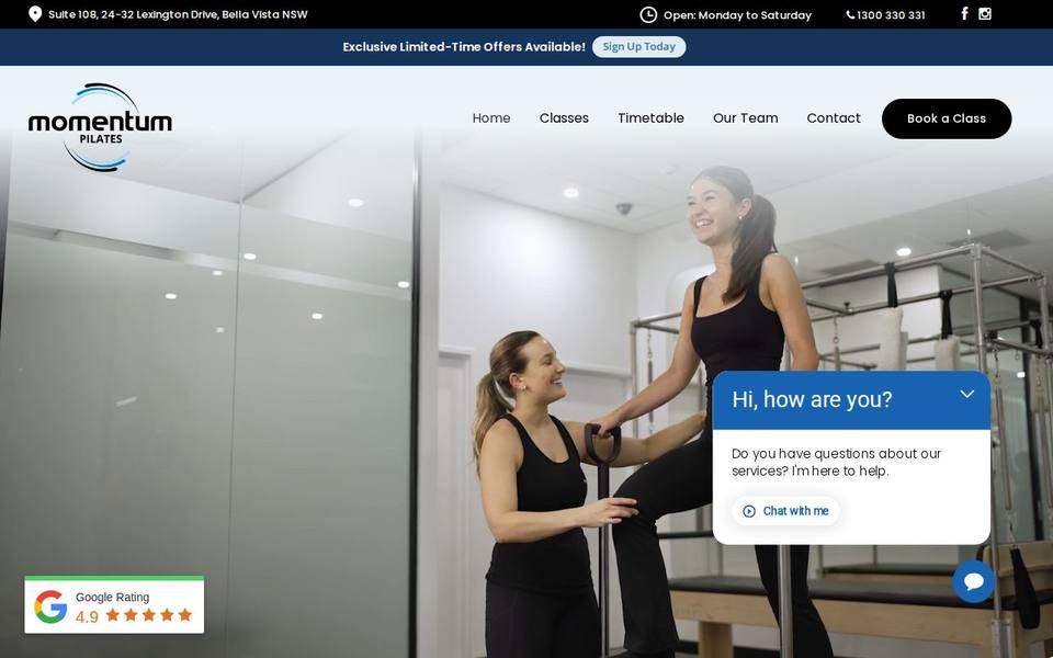 Momentum Pilates website