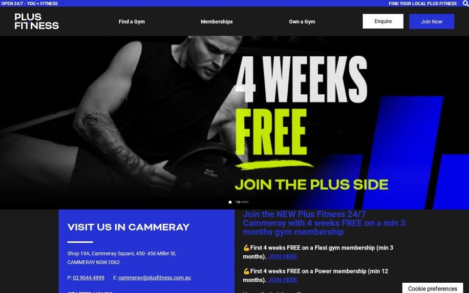 Plus Fitness Cammeray website