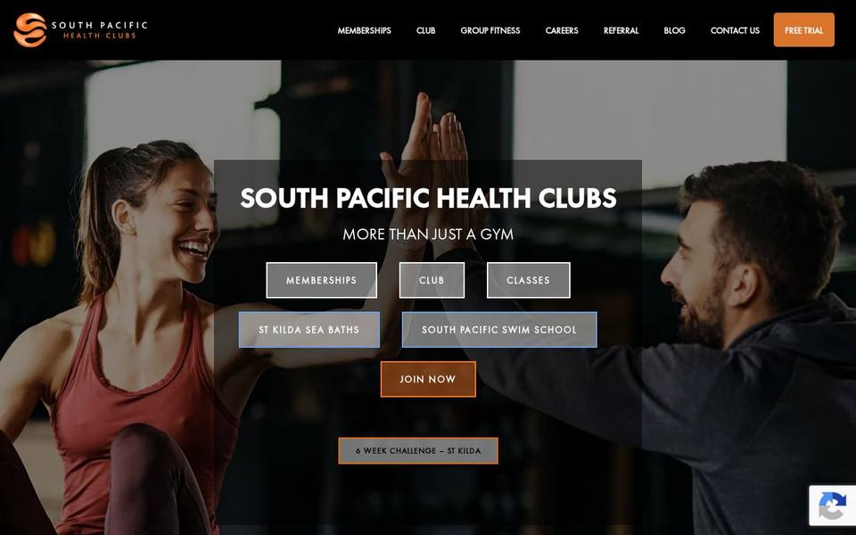 South Pacific Health Club website