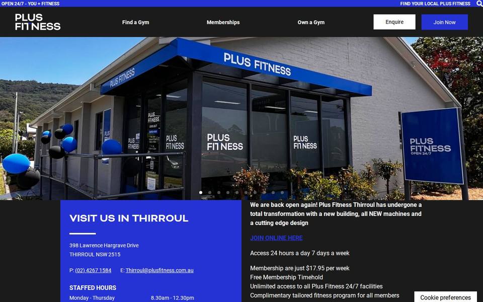 Plus Fitness Thirroul website