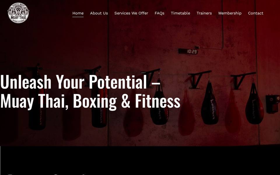 South West Muay Thai, Boxing & Fitness website