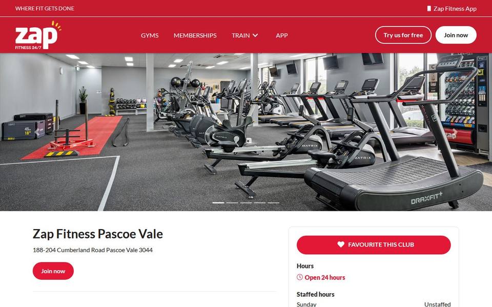 Zap Fitness Pascoe Vale website