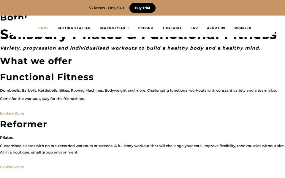 Salisbury Pilates and Fitness website