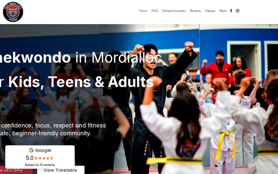 Tiger World Class Tae Kwon Do website