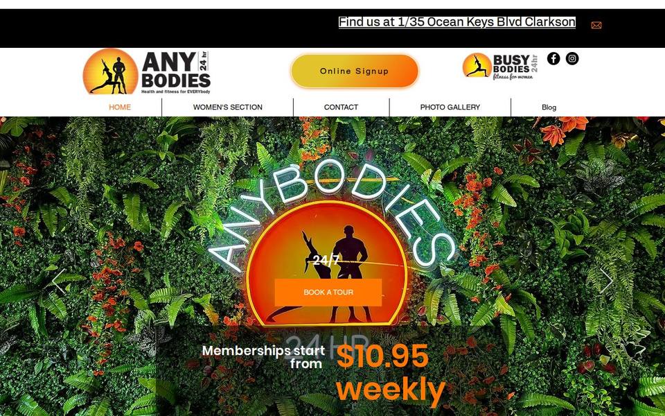 Anybodies 24hr Fitness website