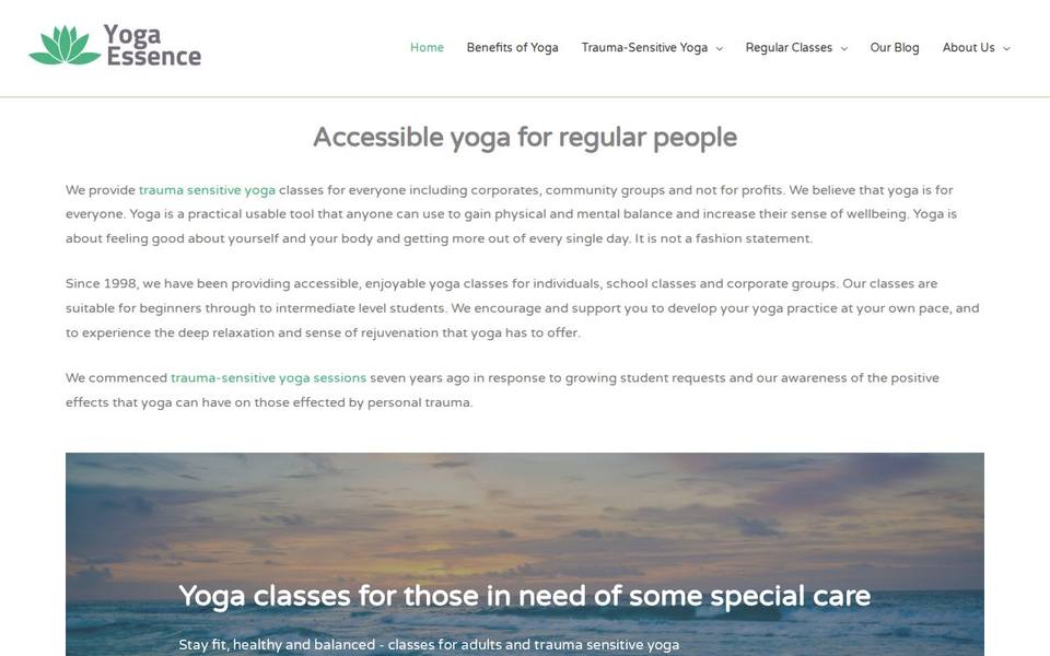 Yoga Essence Melbourne website