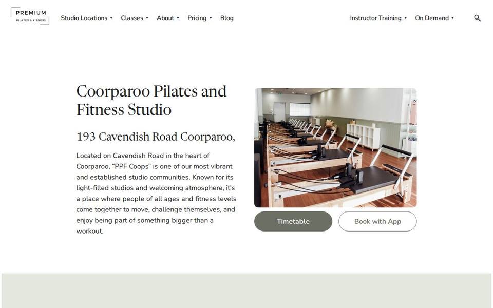 Premium Pilates and Fitness Coorparoo website