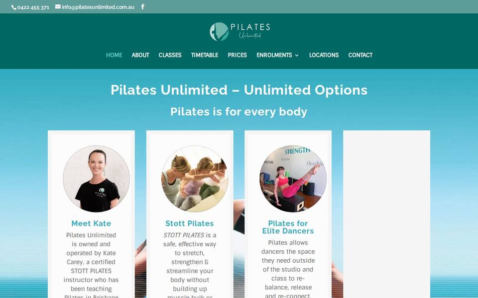 Pilates Unlimited website
