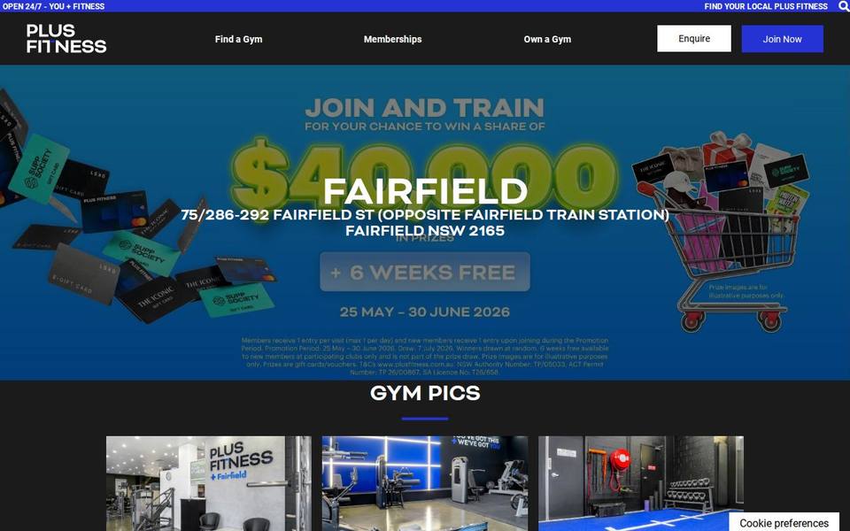 Plus Fitness Fairfield website