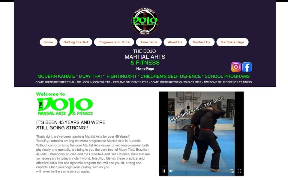 The Dojo Martial Arts and Fitness website
