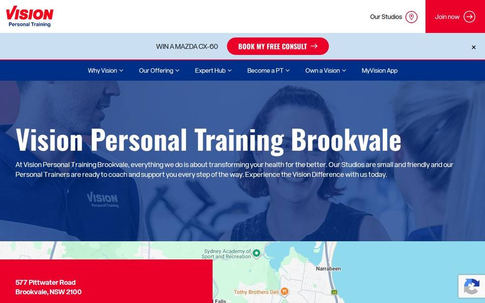 Vision Personal Training Brookvale website